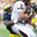 Michigan linebacker Cameron Gordon sacks Central Michigan quarterback Alex Niznak during the third quarter at Michigan Stadium on Saturday, August 31, 2013. Melanie Maxwell | AnnArbor.com